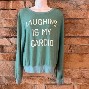 Wildfox Laughing Is My Cardio Baggy Beach Jumper BBJ Sweatshirt Sz XS